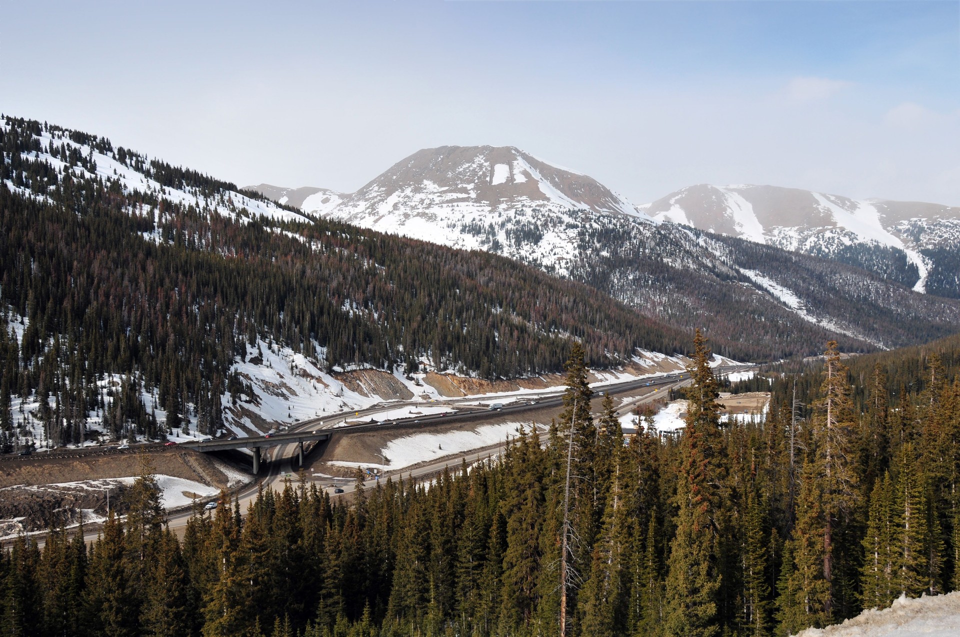 I-70 motorways seen from Arapaho National Forest, Colorado, USA