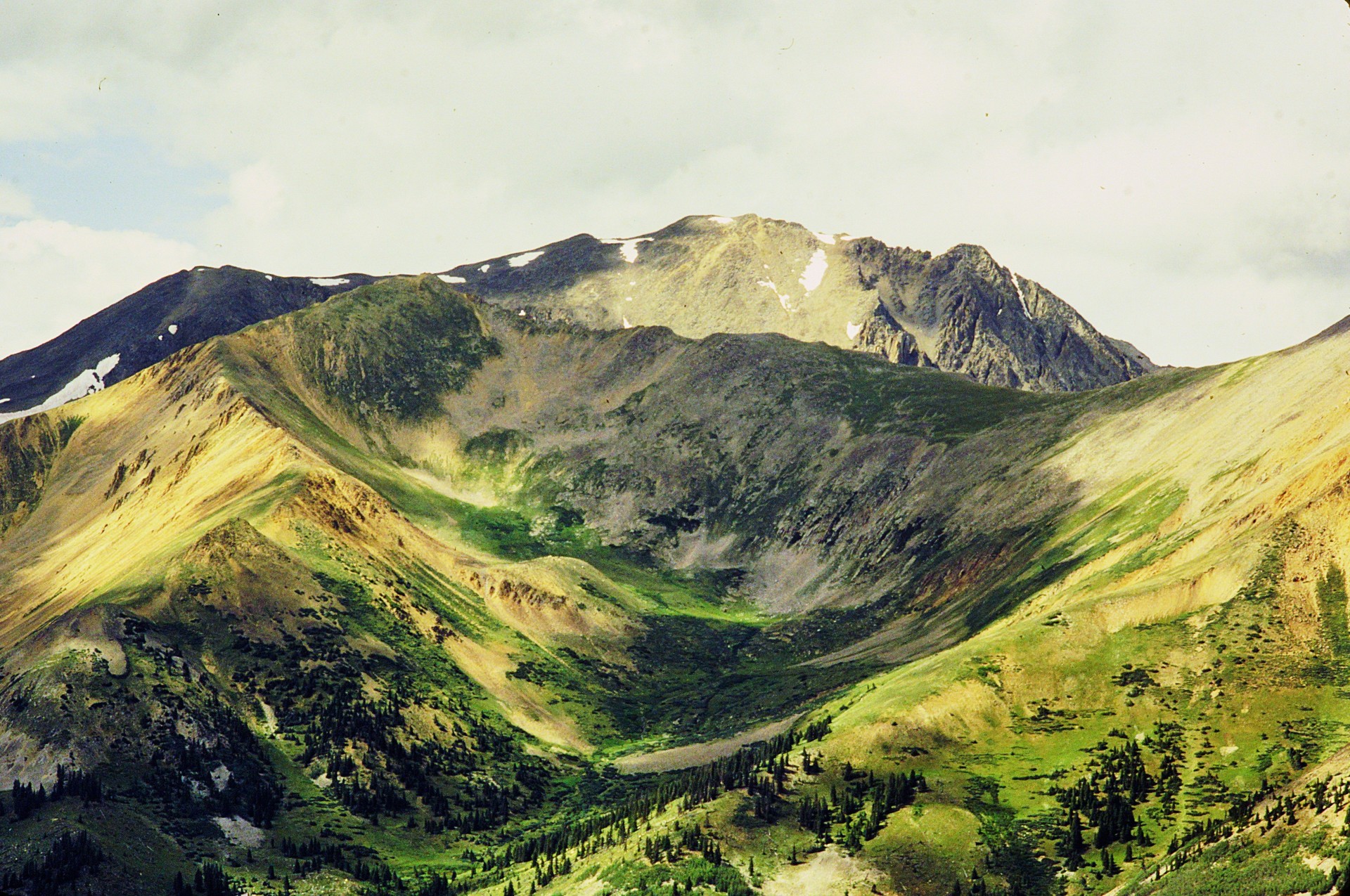 Beautiful Days above Winfield in the Collegiate Peaks Sawatch Range Colorado.  Climbing in Colorados Sawatch Range Rocky Mountains.  Browns Peak and Mount Huron climb in August 1983
